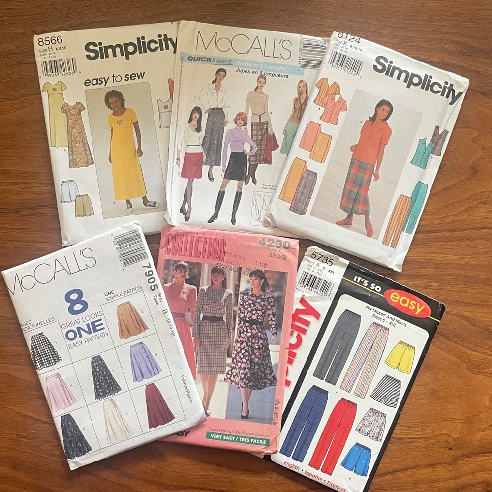 6 XS/S Uncut Vintage 1990s Sewing Patterns Lot
